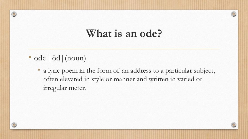 THE ODE English 10C Poetry Unit. ppt download